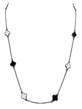 Load image into Gallery viewer, Rhodium-plated brass necklace with black and white enamel | L'OFFICIEL Vintage