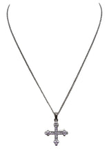 Carica l'immagine nel visualizzatore di Gallery, Collana croce in Ottone Placcato Rodio con strass | L'OFFICIEL Vintage