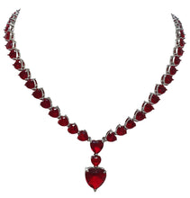 Carica l'immagine nel visualizzatore di Gallery, Collana placcata rh con zirconi rossi
