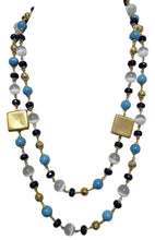 Carica l'immagine nel visualizzatore di Gallery, Collana due fili incatenati celesti e bianche | L'OFFICIEL Vintage