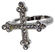 Carica l'immagine nel visualizzatore di Gallery, Anello Vintage in Ottone Placcato Rodio con Croce di Strass