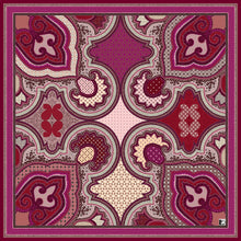 Load image into Gallery viewer, 90*90 Geometric Plum Silk Scarf | L'OFFICIEL Silk