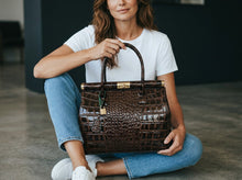 تحميل الصورة إلى عارض المعرض, Borsa in Pelle Stampa Cocco Testa di Moro