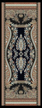 Lade das Bild in den Galerie-Viewer, Sciarpa in Seta 70x190 Medaglione Floreale su Fondo Nero – Made in Italy