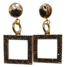 Load image into Gallery viewer, Geometric earring with blue zircon pavé