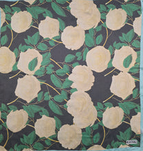 Load image into Gallery viewer, 70x70 Black Silk Scarf with White Roses | L'OFFICIEL Silk
