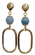 Geometric earring with blue zircon pavé