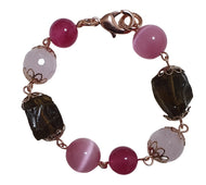 Burnished bracelet with colored pavé rhinestone and amethyst zircon