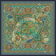 Шелковый шарф 110-110 разноцветный фон