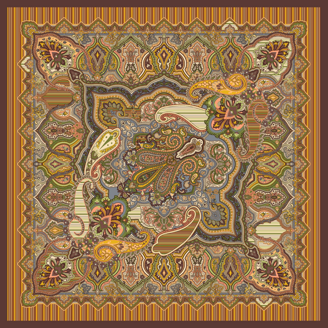 Silk scarf 110*110 multicolored background