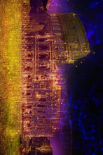 Carica l&#39;immagine nel visualizzatore di Gallery, Sciarpa lana multicolore con colosseo stilizzato con luci
