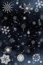 Load image into Gallery viewer, Sciarpa lana mista cashmere blu notte con fiocchi di neve
