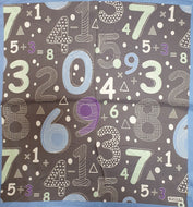 Foulard seta 70X70 colore nero con numeri colorati