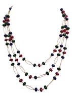 Collana tre fili con  agate colorate rondella