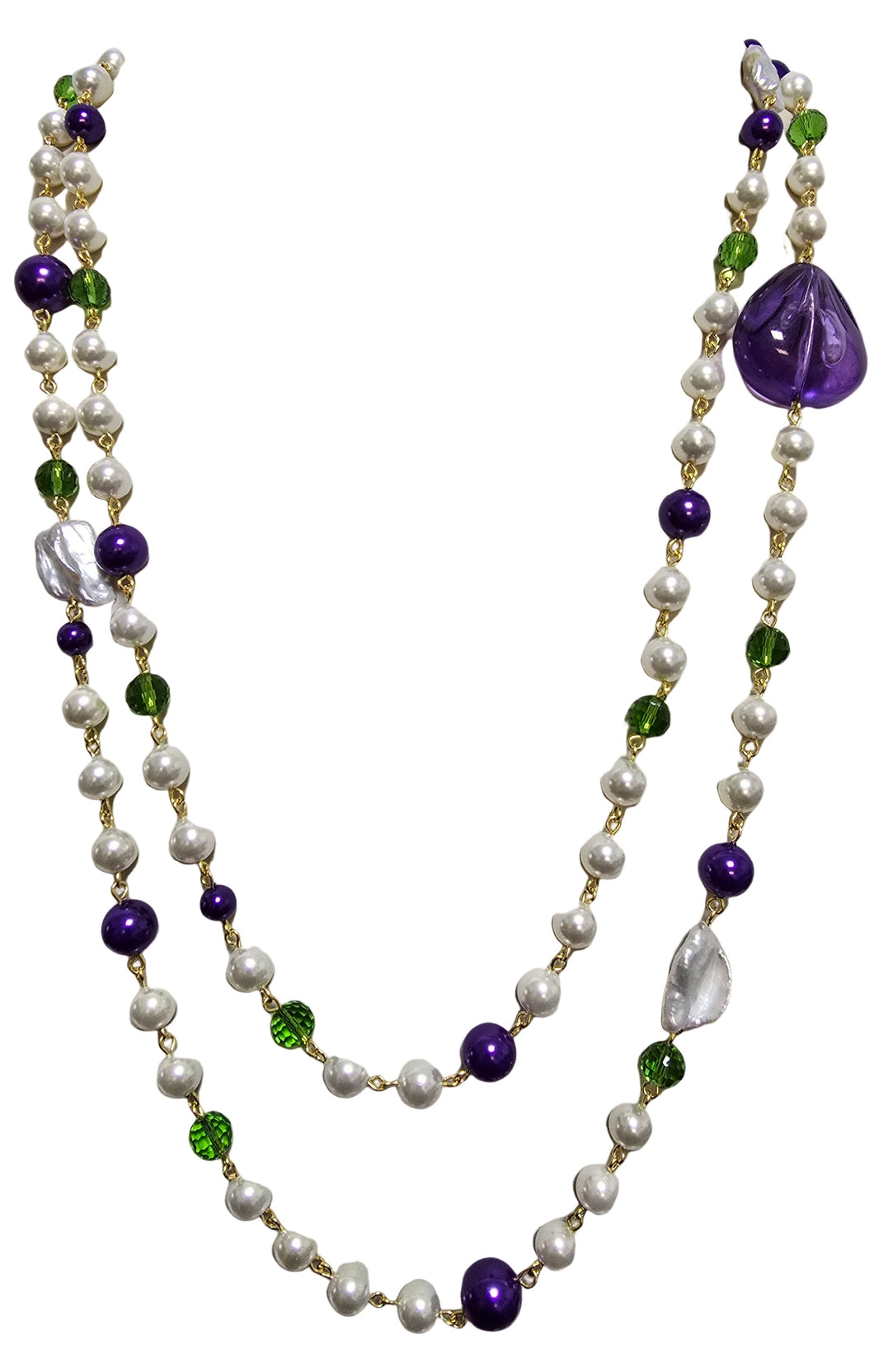 Collana perla incatenata multicolore