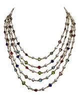 Collana cinque fili oro cuori mulitcolore