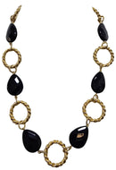 Collana oro con agate ovali nere