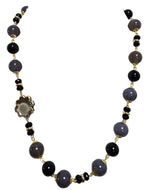 Collana multicolore nera+grigia con cristalli