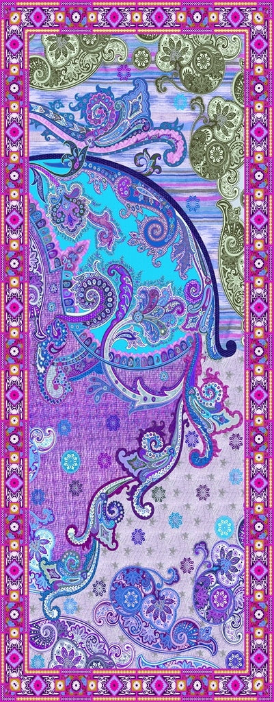 Sciarpa 70*180 seta colore fuxia verde