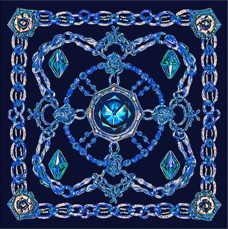 Foulard seta 90*90  blu