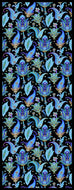 Sciarpa 70*180 seta colore nero disegni mix blu