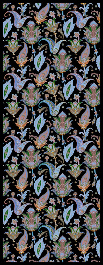 Sciarpa 70*180 seta colore nero disegni fiorati