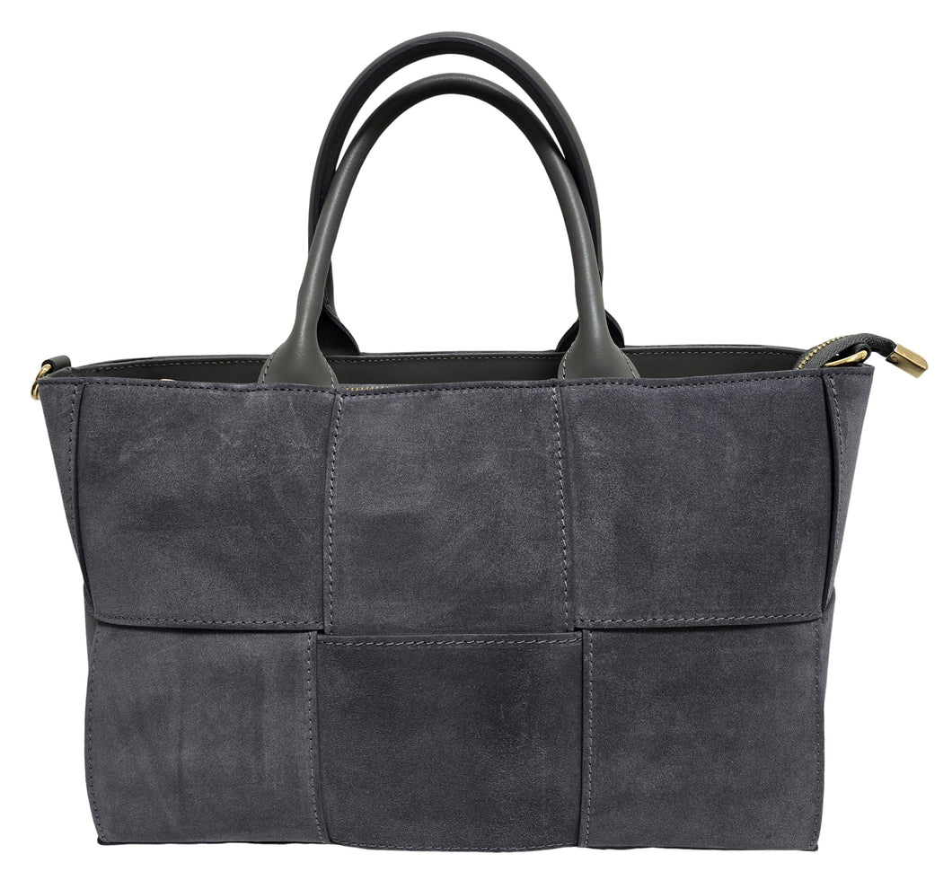 Borsa di pelle camoscio grigio