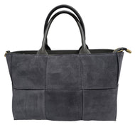 Borsa di pelle camoscio grigio