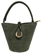 Borsa di pelle camoscio verde