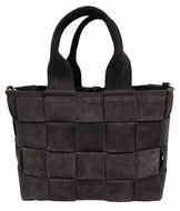 Borsa di pelle camoscio intrecciato testa di moro