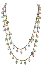 Carica l'immagine nel visualizzatore di Gallery, Collana multifili in Ottone Placcato Oro con perle e cristalli | L'OFFICIEL Vintage
