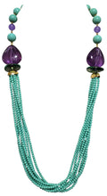 Load image into Gallery viewer, Aqua pearl necklace with amethyst drops | L'OFFICIEL Vintage
