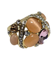 Anello placcato oro con pavé di pietre multicolore