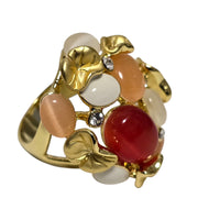 Anello placcato oro con pavé di pietre multicolore