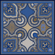 Foulard seta 90*90 seta geometrico blu