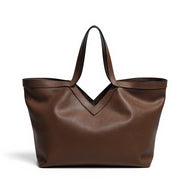 Borsa di pelle colore taope dimensione shopper