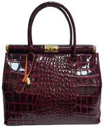 Borsa in Pelle Stampa Cocco Bordeaux