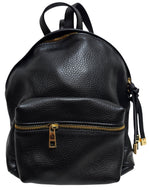 Zaino in vera pelle nera Made in Italy con hardware dorato, Art. 76532 - L'OFFICIEL