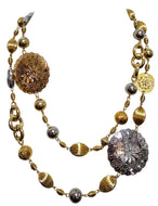 Collana Lunga Bicolore Oro/Argento con Medaglioni in Filigrana