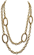 Collana Sautoir Lunga a Doppio Filo Placcata Oro con Maglie Ovali | L'OFFICIEL Vintage