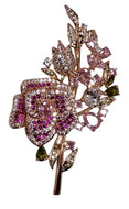 Spilla Fiore Rosa Zirconi Multicolore Oro Rosa – Gioiello Made in Italy | L'Officiel