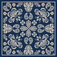 Foulard in seta L'OFFICIEL motivo paisley cachemire blu | Design Laura Fabbri 90x90