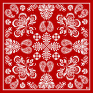 Foulard in seta L'OFFICIEL motivo paisley cachemire rosso | Design Laura Fabbri 90x90