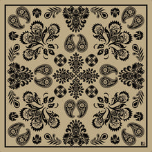 Carica l'immagine nel visualizzatore di Gallery, Foulard in seta L'OFFICIEL motivo paisley cachemire beige e nero | Design Laura Fabbri 90x90
