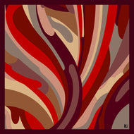 Foulard in seta L'OFFICIEL motivo astratto fluido rosso e bordeaux | Design Laura Fabbri 90x90