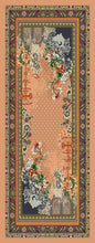 Lade das Bild in den Galerie-Viewer, Sciarpa in seta 70x190 cm patchwork paisley floreale pesca e blu navy L'OFFICIEL Made in Italy Art. 77386
