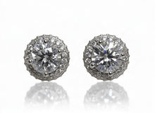 Load image into Gallery viewer, Moissanite Halo Stud Earrings in 925 Sterling Silver | L'Officiel
